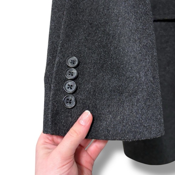 Loro Piana x J. Hilburn Men’s Wool Cashmere Long Charcoal Grey Coat Size Small - Picture 14 of 16